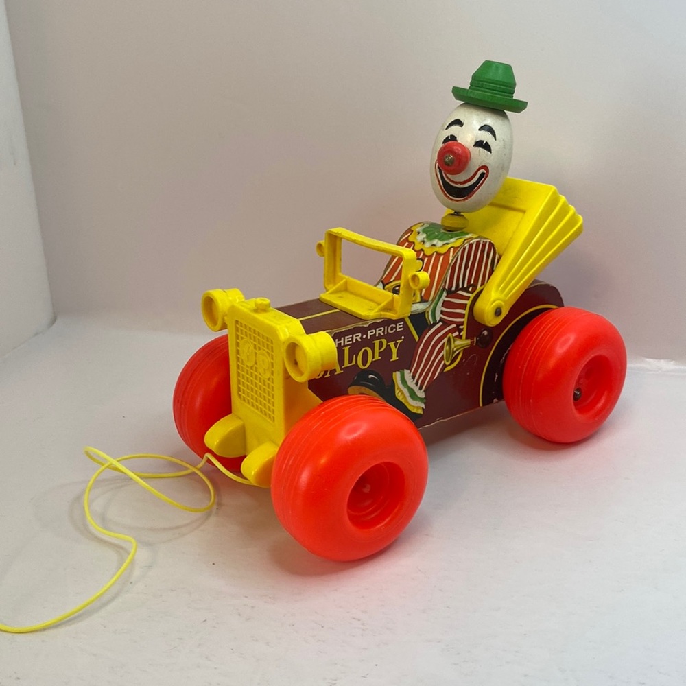 Vintage Fisher Price Jalopy Pull Toy Clown Car 1960’s